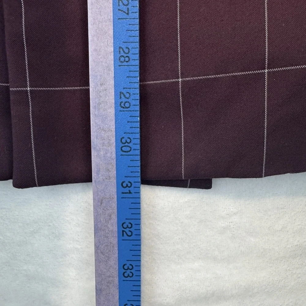 Designed‎ in Italy Mens Burgundy Windowpane Double Breasted Blazer Jacket 42R